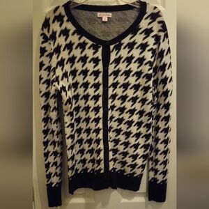 Merona Black and White Houndstooth Cardigan - Size M
